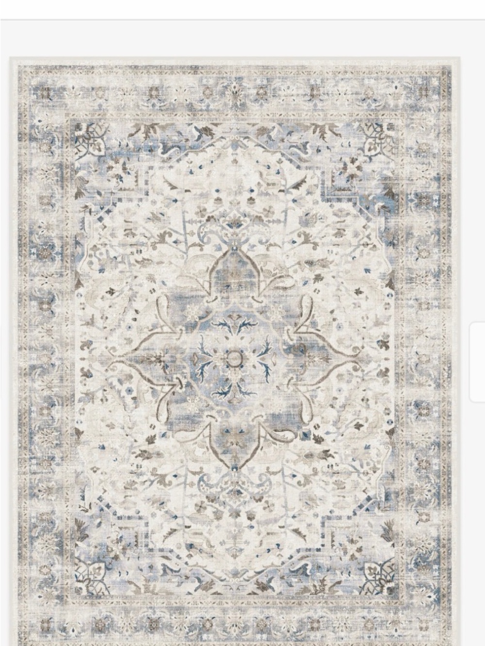 Classic Medallion Area Rug – Blue and Cream. 9x 12
